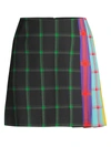 Alice And Olivia Women's Semira Multicolor Side-pleat Plaid Mini A-line Skirt In Plaid Black Emerald Combo