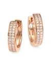 Anita Ko Women's 18k Rose Gold & Double-row Diamond Small Huggie Earrings
