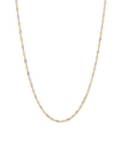 Italian Gold Polished Two-tone Diamond Cut 16" Singapore Chain In 10k Yellow Gold