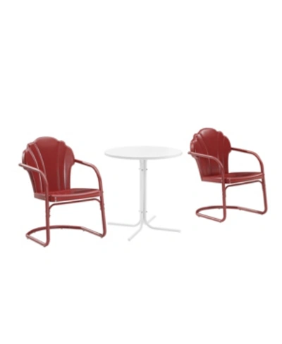 Crosley Tulip 3 Piece Outdoor Bistro Set In Red