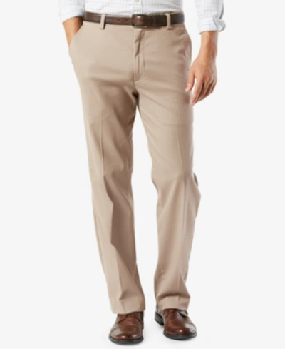 Dockers Men's Signature Lux Cotton Relaxed Fit Pleated Creased Stretch Khaki Pants In Timber Wolf