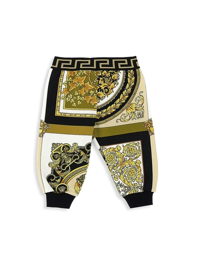 Versace Baby Barocco Mosaic Trackpants In White Gold