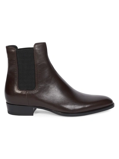 Saint Laurent Ankle Boots Pointed Toe Leather Design In Black