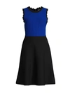 MILLY SCALLOPED COLORBLOCK DRESS,400013431180