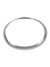 ADRIANA ORSINI SVELTE RHODIUM-PLATED SILVER & CUBIC ZIRCONIA 2-STRAND COLLAR NECKLACE,400013569449