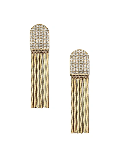 Adriana Orsini Svelte Rhodium-plated Cubic Zirconia Fringe Huggie Earrings In Gold