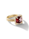David Yurman Women's Châtelaine® Pave Bezel Ring With Gemstone & Diamonds In 18k Yellow Gold/9mm In Morganite