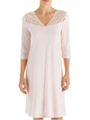 Hanro Moments Lace Trim Three-quarter Sleeve Cotton Gown In Lupine Love