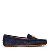 Ralph Lauren Barnsbury Suede Loafer In Lauren Navy W/ Gold Hw