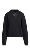 Alexander Wang T Essential Terry Crew Sweatshirt W/ Puff Paint Logo In Black