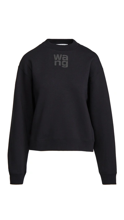 Alexander Wang T T By Alexander Wang Foundation Terry Crewneck Sweatshirt In Black