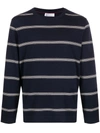 Brunello Cucinelli Striped Crew Neck Jumper In Blue