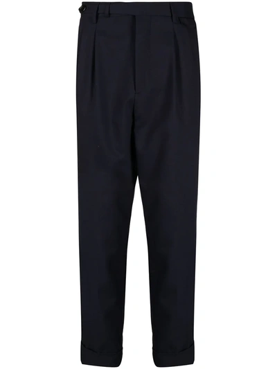 Brunello Cucinelli Pleat-front Ankle-crop Trousers In Blue
