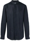 Brunello Cucinelli Stand-collar Linen-blend Shirt In Blue