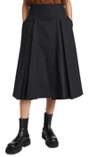 3.1 Phillip Lim Buckled Pleated Cotton-blend Midi Skirt In Black