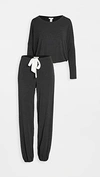 Eberjey Gisele Black Stretch-modal Pyjama Set In Ivory