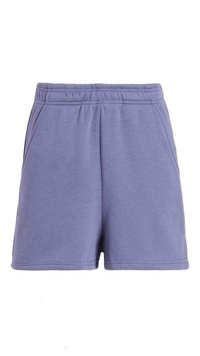 Re:named Re: Named Terry Fleece Elastic Waist Shorts In Slate Blue
