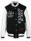 PALM ANGELS PATCH-DETAIL EMBROIDERED VARSITY JACKET