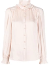Zadig & Voltaire Tacca Ruffle Satin Shirt In Neutrals