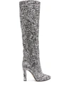 Alberta Ferretti Floral Knee-high Boots In Silver