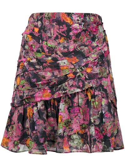 Iro Abstract Print Ruched Style Skirt In Black