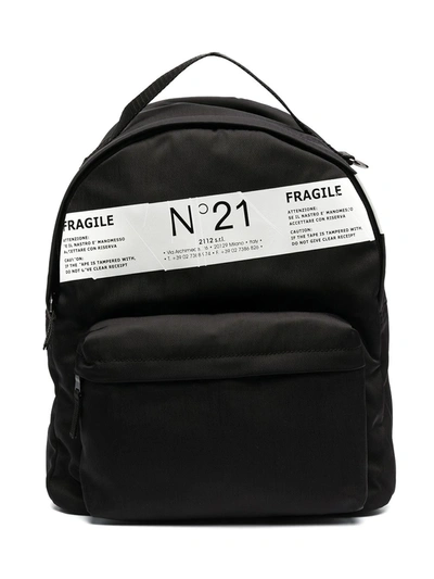N°21 Kids' Logo Sticker-print Backpack In Black