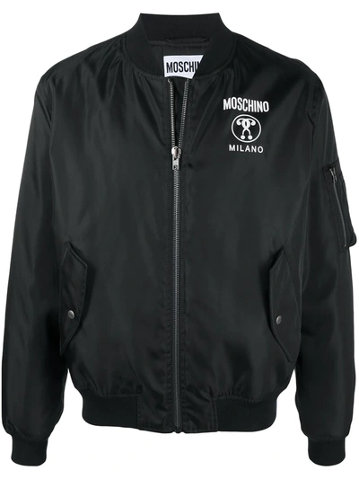 Moschino Question Mark Bomber Jacket In Black