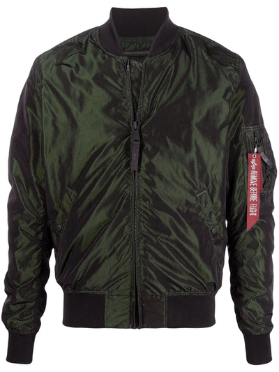 Alpha Industries Ma-1 Lw Iridium Bomber Jacket In Green