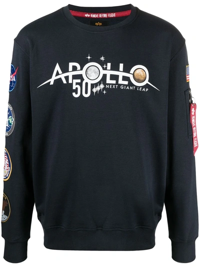 Alpha Industries Slogan-print Patch-detailed Sweatshirt In Blue