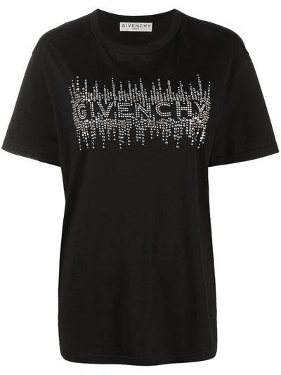 Givenchy Logo水钻缀饰t恤 In Black