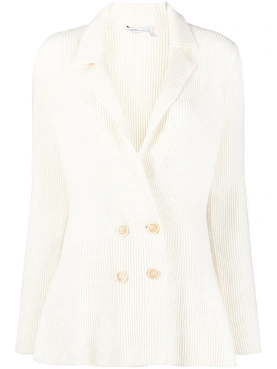 Agnona Knitted Double-breasted Blazer In White