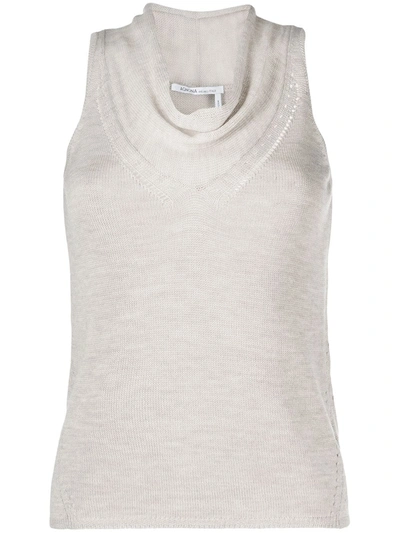 Agnona Cowl-neck Knitted Tank Top In Neutrals