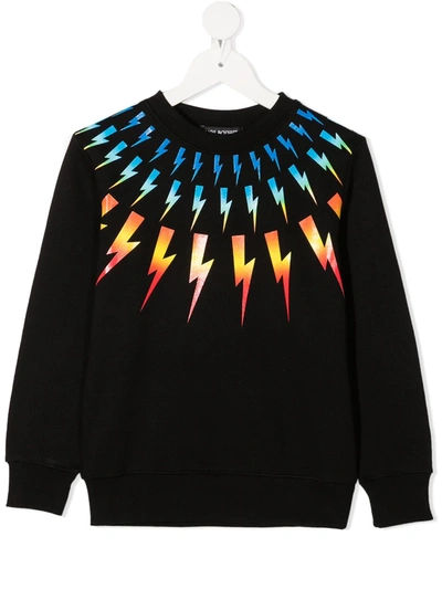 Neil Barrett Teen Lightning Bolt-print Sweatshirt In Black