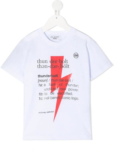 Neil Barrett Teen Lightning Bolt-print T-shirt In White