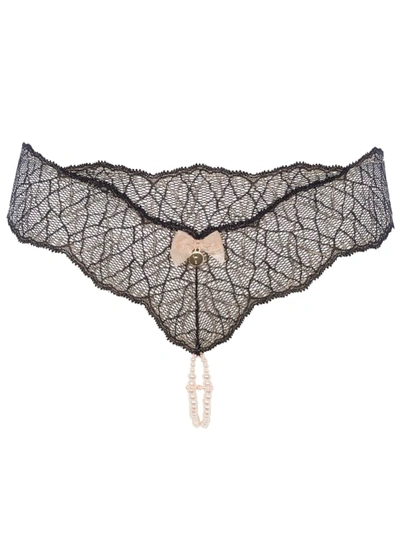Bracli Sydney Double Strand Pearl Thong In Black