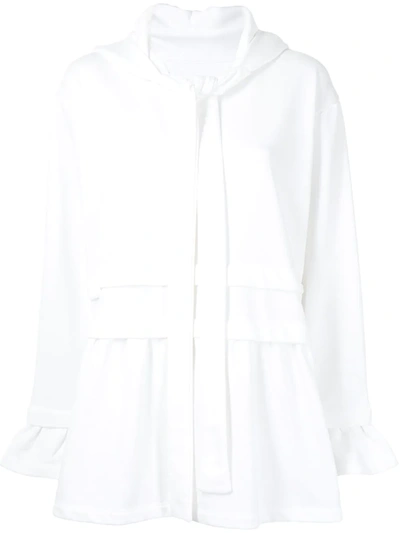 Mm6 Maison Margiela Flared Drawstring Hoodie In White