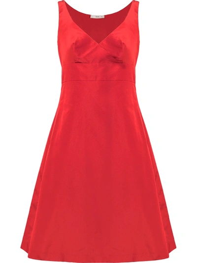 Pre-owned Prada Asymmetric A-line Dress In Red