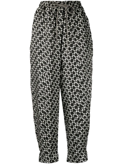 Odeeh Abstract-print Harem Trousers In Neutrals