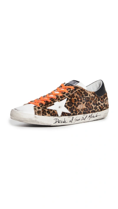 Golden Goose Super Star Sneakers In Leopard/white/black