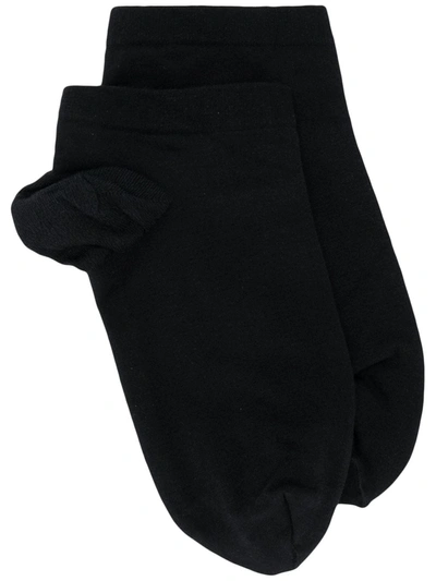 Wolford Plain Cotton-blend Socks In Black
