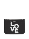 BURBERRY LOVE-PRINT ZIPPED POUCH
