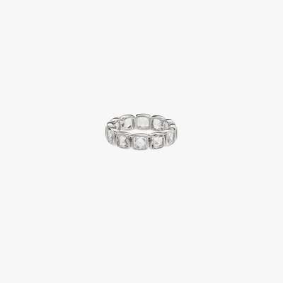 Tom Wood Sterling Silver Cushion Band Rock Crystal Ring