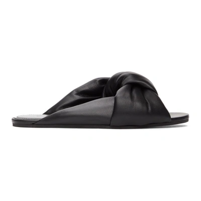 Balenciaga Women's Drapy Leather Slide Sandals In Black