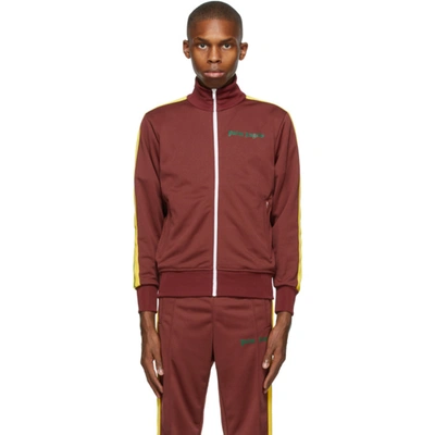 Palm Angels Burgundy College Track Jacket In Red