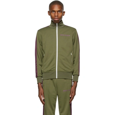 Palm Angels Striped Sleeve Track Jacket In Military Purple