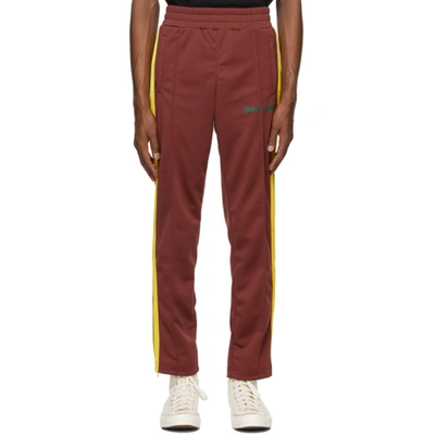 Palm Angels Burgundy College Slim Track Trousers In Red