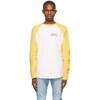 PALM ANGELS WHITE & YELLOW SMILEY EDITION BURNING HEAD LONG SLEEVE T-SHIRT