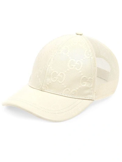 Gucci Gg Embossed Baseball Hat In White