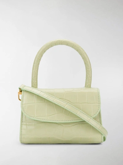 By Far Mini Embossed Tote In Green