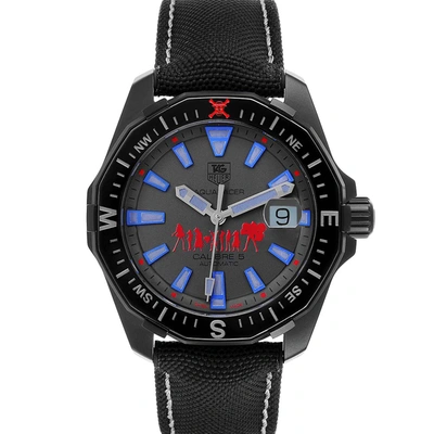 Pre-owned Tag Heuer Grey Titanium Aquaracer Calibre 5 Special Edition Way218c Men's Wristwatch 43 Mm